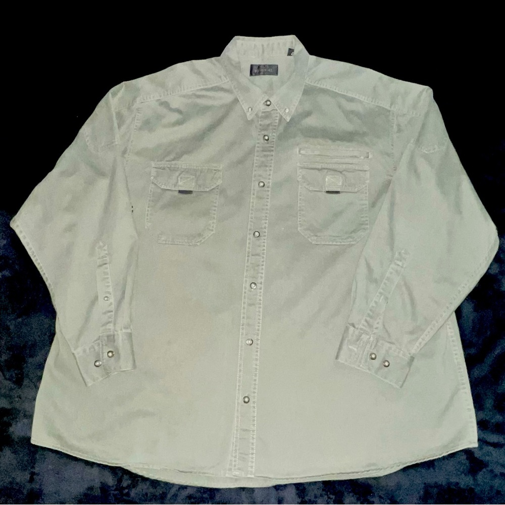 Redhead Men’s Long Sleeve 3 Front Chest Pockets Button Down Shirt 3XL Green